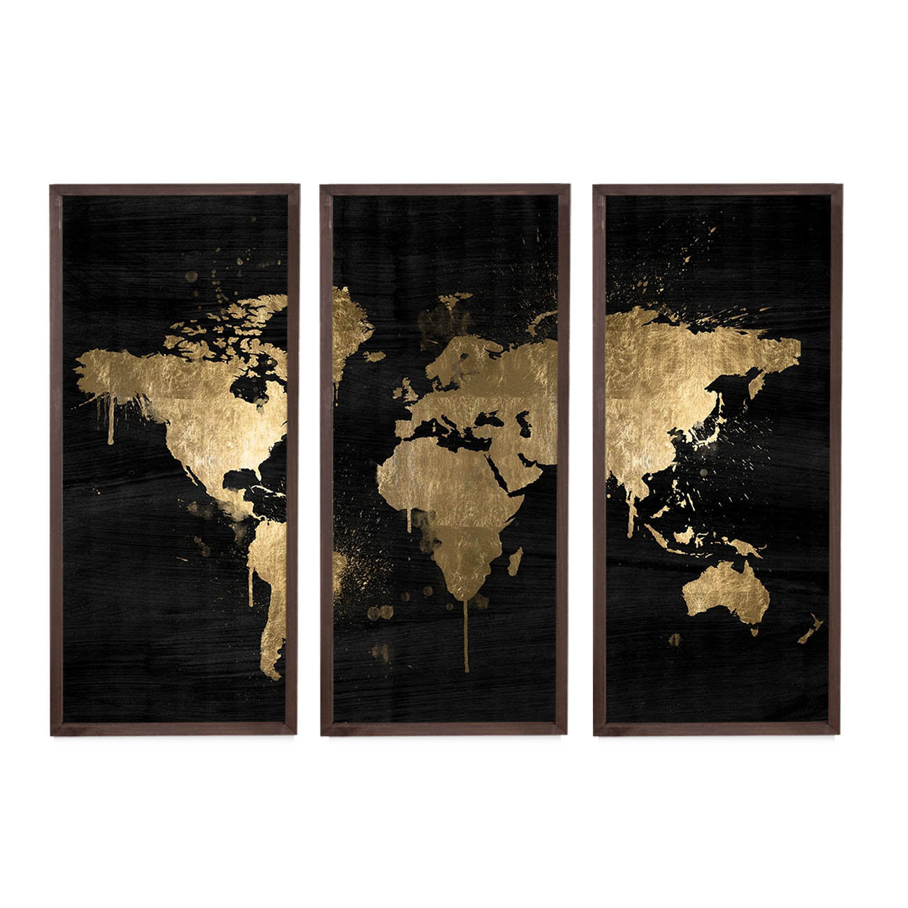 black or gold framed wall paintings